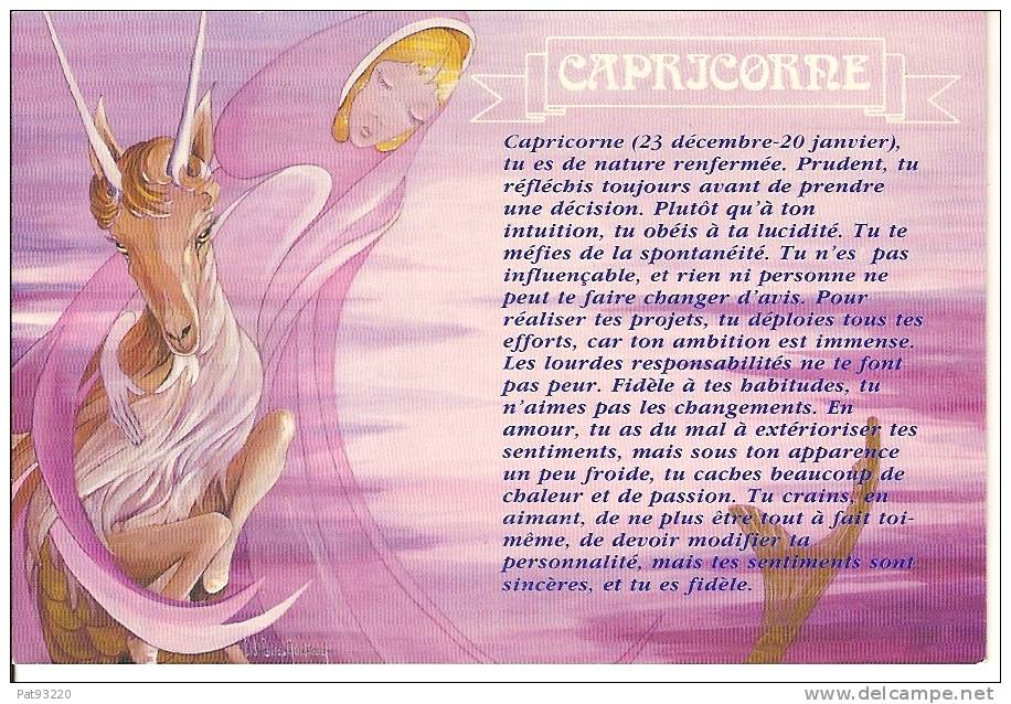 ASTROLOGIE / CAPRICORNE N° 110 Cayherine Schmid / Ed. Fac / CPMNEUVE /  T.B.E. +++++ (rare) - Astrology