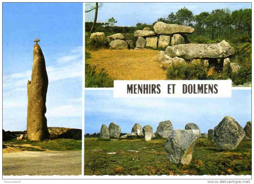 CPSM. PAYS DES DOLMENS ET SES MENHIRS. DATEE 1972. FLAME. DENTELLEE. - Dolmen & Menhirs