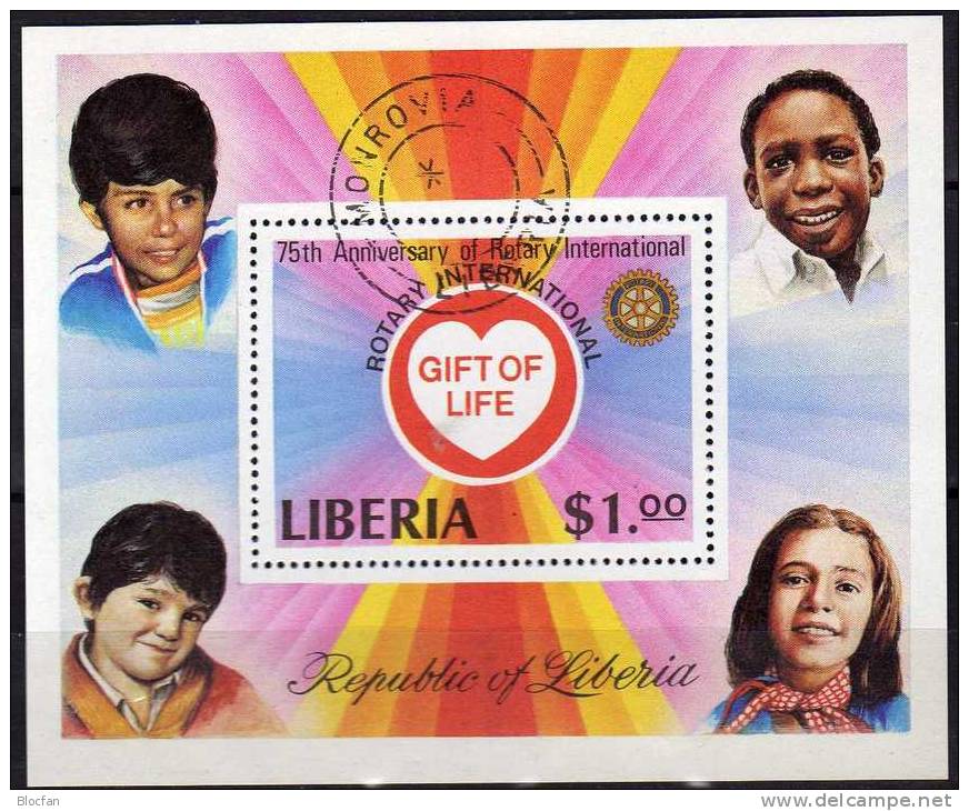 UNO Jahr Des Kindes Herz Für Kinder Liberia Block 94 O 3€ Emblem 1979 Rotary Club Fogli Bf Children Bloc Sheet Of Africa - Dance