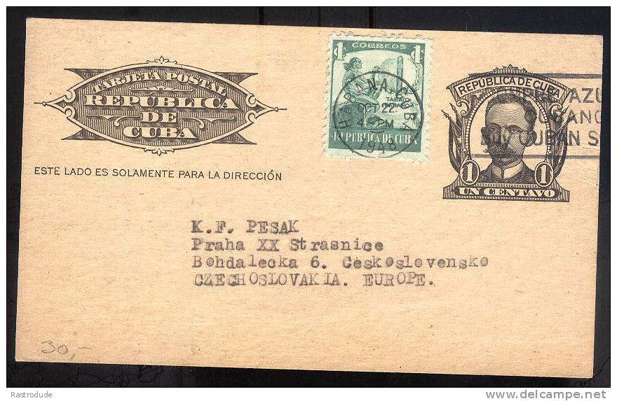 CUBA 1948 ENTERO POSTAL PRIVADO " CLUB FOTOGRAFICO DE CUBA " USADO - Photographie