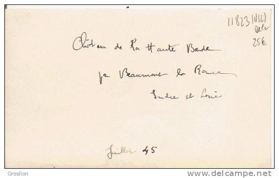 CHATEAU DE LA HAUTE BARDE PAR BEAUMONT LA RONCE (I ET L) CP PHOTO 1945 - Beaumont-la-Ronce