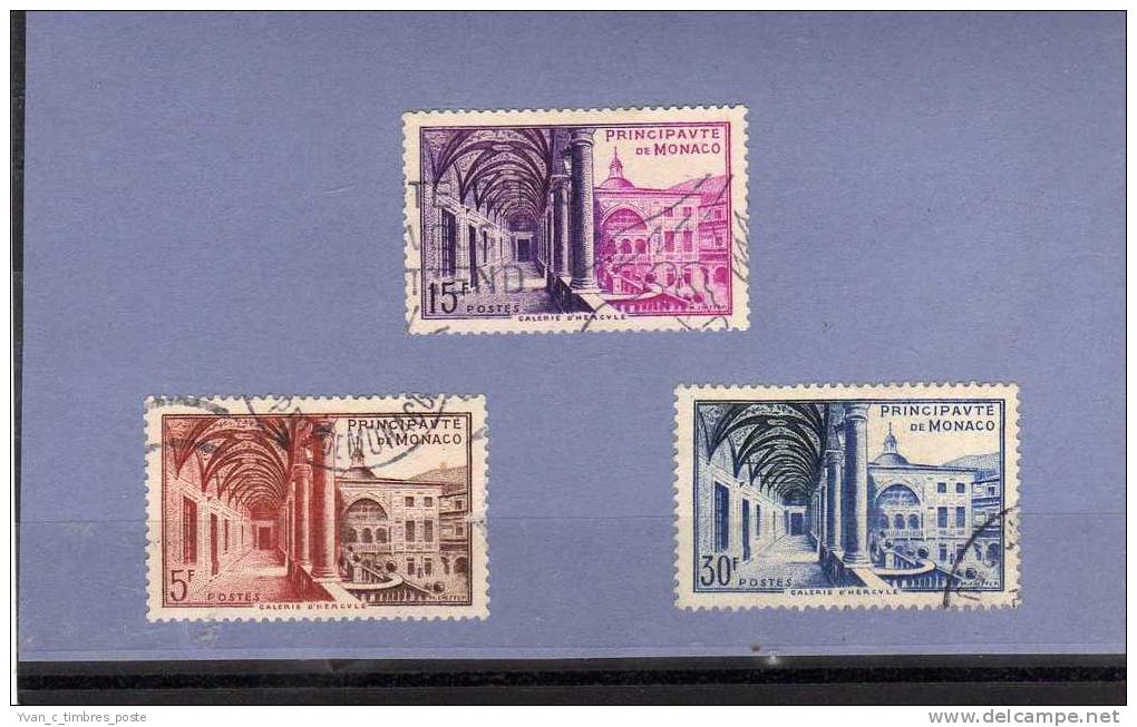 MONACO TIMBRE N° 383 A 385 OBLITERE LE MUSEE POSTAL - Usati