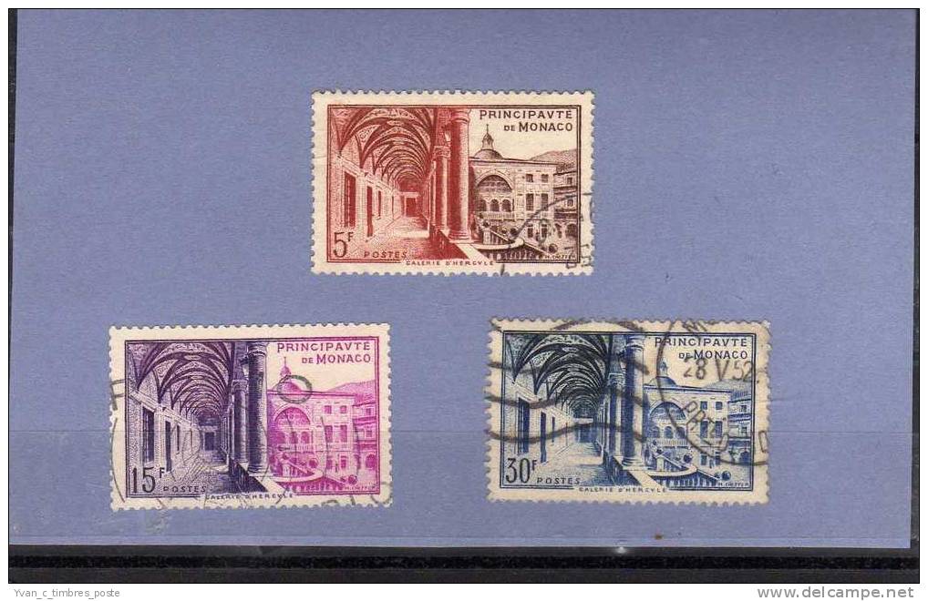 MONACO TIMBRE N° 383 A 385 OBLITERE LE MUSEE POSTAL - Usati