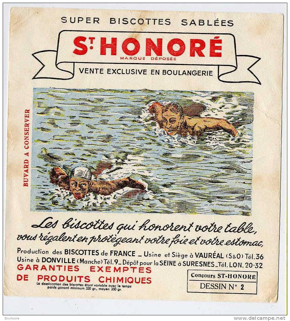 Buvard Biscottes SAINT HONORE Natation   N°2 - Zwieback