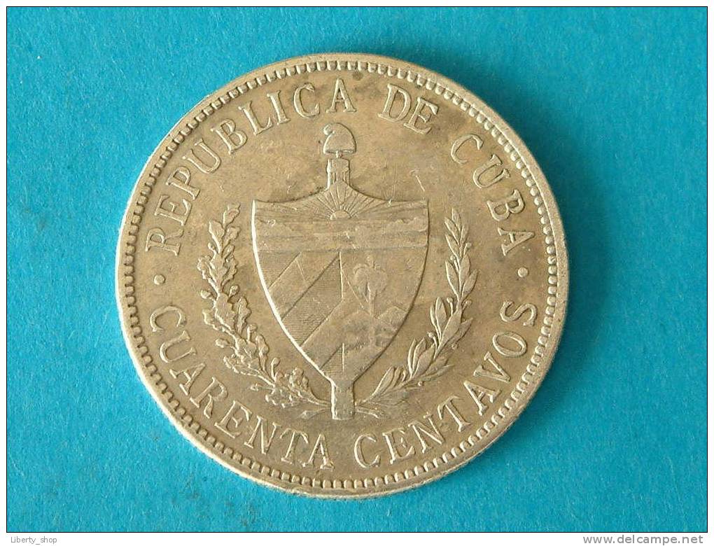 1915 CUARENTA CENTAVOS ( Silver ) / KM 14.3 ( For Grade, Please See Photo ) ! - Cuba