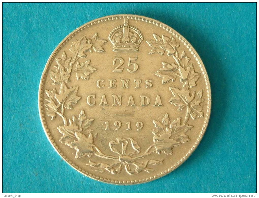 1919 - 25 Cents ( Silver ) / KM 24 ( For Grade, Please See Photo ) ! - Canada