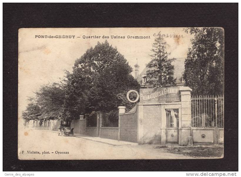 38 ISERE, PONT De CHERUY, Quartier Usines Pneumatiques Grammont, Enseigne, Tacot, Impr Goutagny, Ed Vialatte - Pont-de-Chéruy