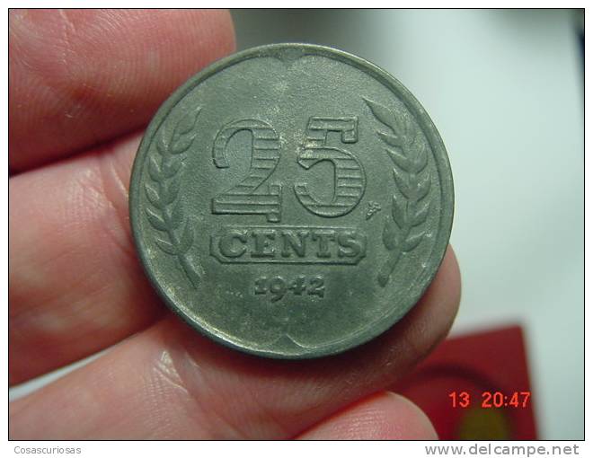 2900 NETHERLANDS HOLLAND HOLANDA  25 CENTS SHIP BARCO  YEAR  1942  OTHERS IN MY STORE - 25 Cent