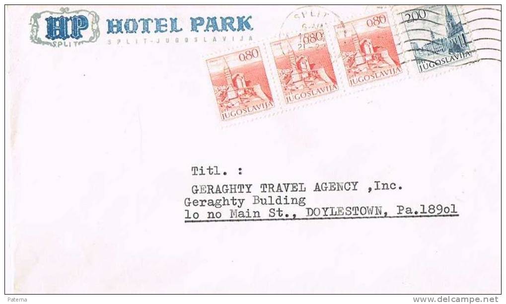 3242  Carta,SPLIT 1974  ( Yugoslavia) Jugoslavija, Cover, Lettre Letter, Hotel Park - Brieven En Documenten