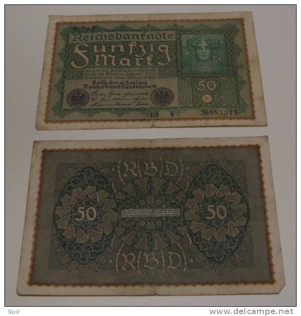 Reichsbanknote 50 MARK   X 2 - 50 Mark