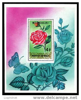 MONGOLIE 1988, 1 Bloc ROSES, Neuf / Mint. R417 - Rosen