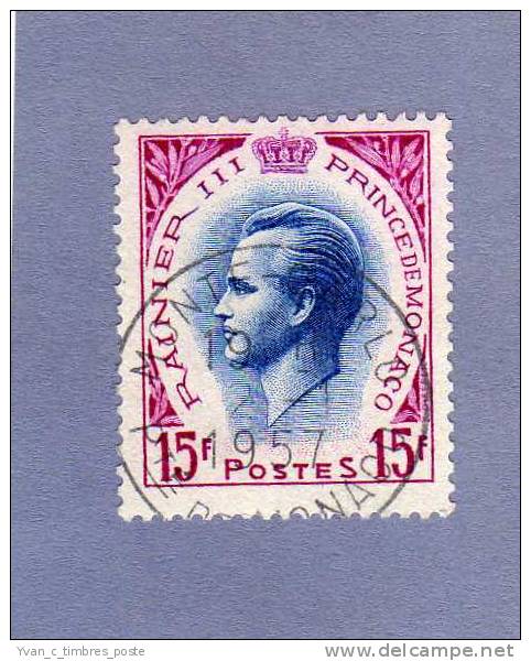 MONACO TIMBRE N° 424 OBLITERE PRINCE RAINIER III 15F LILAS BLEU - Usati