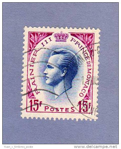 MONACO TIMBRE N° 424 OBLITERE PRINCE RAINIER III 15F LILAS BLEU - Usati