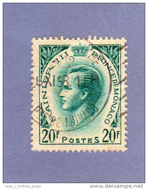 MONACO TIMBRE N° 425A OBLITERE PRINCE RAINIER III 20F BLEU VERT - Usati