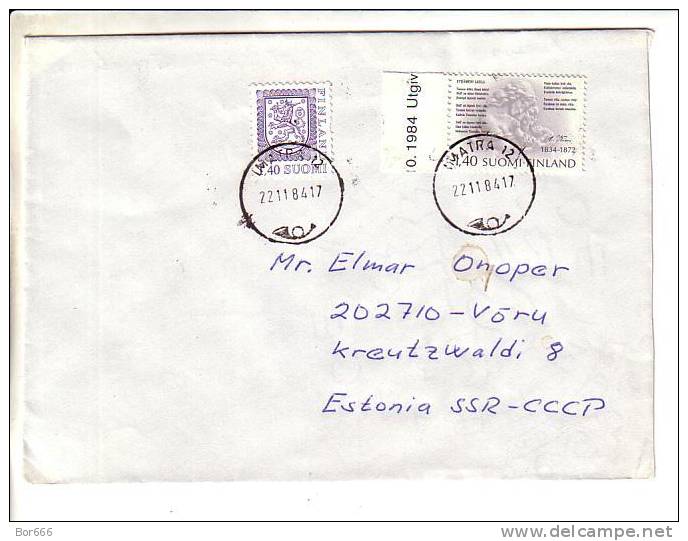 GOOD FINLAND Postal Cover To ESTONIA 1984 - Good Stamped: Music - Covers & Documents