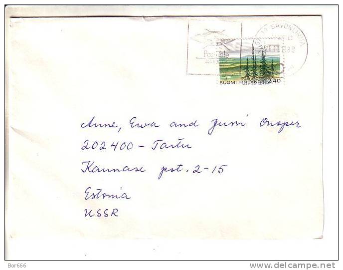 GOOD FINLAND Postal Cover To ESTONIA 1988 - Good Stamped: Landscape - Lettres & Documents