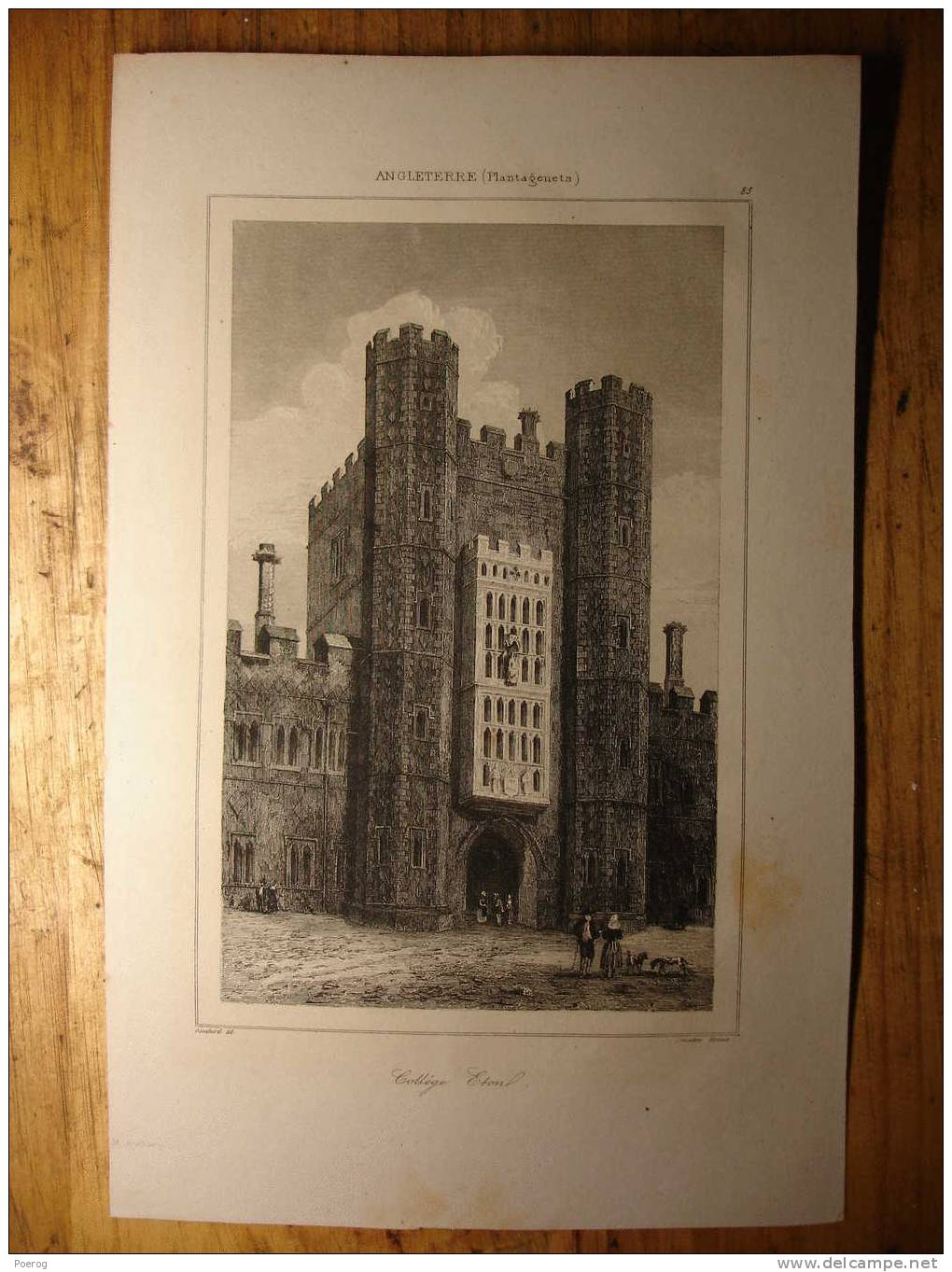 GRAVURE 1842 - ANGLETERRE (PLANTAGENETS) - COLLEGE ETON - ENGLAND (PLANTAGENETS) - 1842 PRINT - Collections