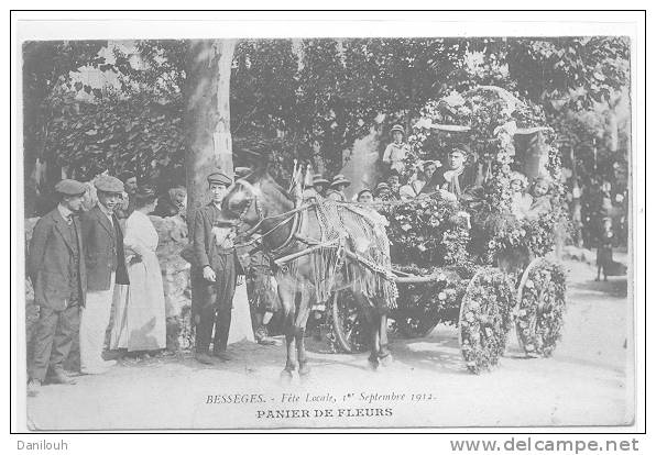 30 // BESSEGES - Fête Locale, Panier De Fleurs, Attelage Fleuri; ANIMEE  ** - Bessèges