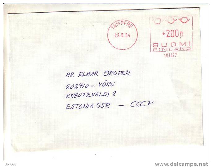 GOOD FINLAND Postal Cover To ESTONIA 1984 - Franco Cancel 101477 - Covers & Documents