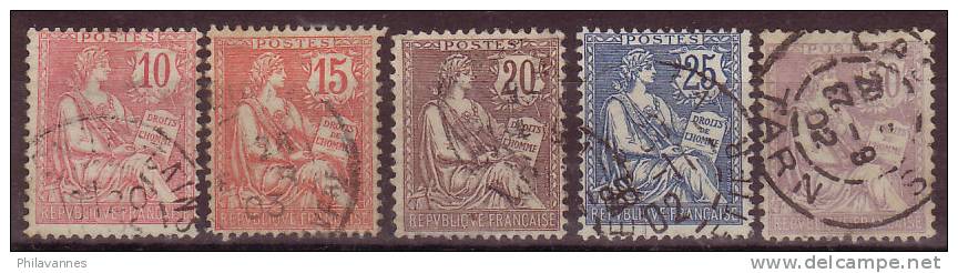 France, Série 1902 Mouchon N° 124 à 128  ( 927/238) - 1900-02 Mouchon