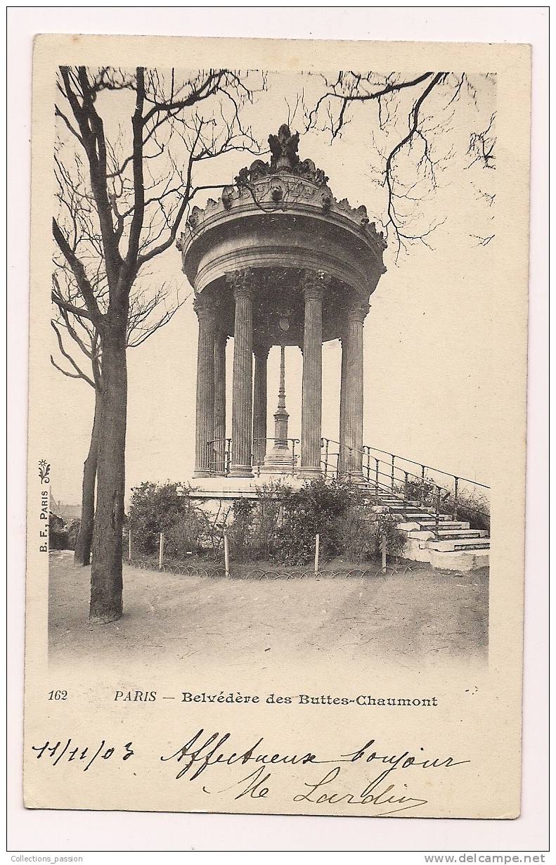 Cp , 75 , PARIS XIX , Belvédére Des  BUTTES CHAUMONT , Dos Simple , Voyagée 1903 - Arrondissement: 19