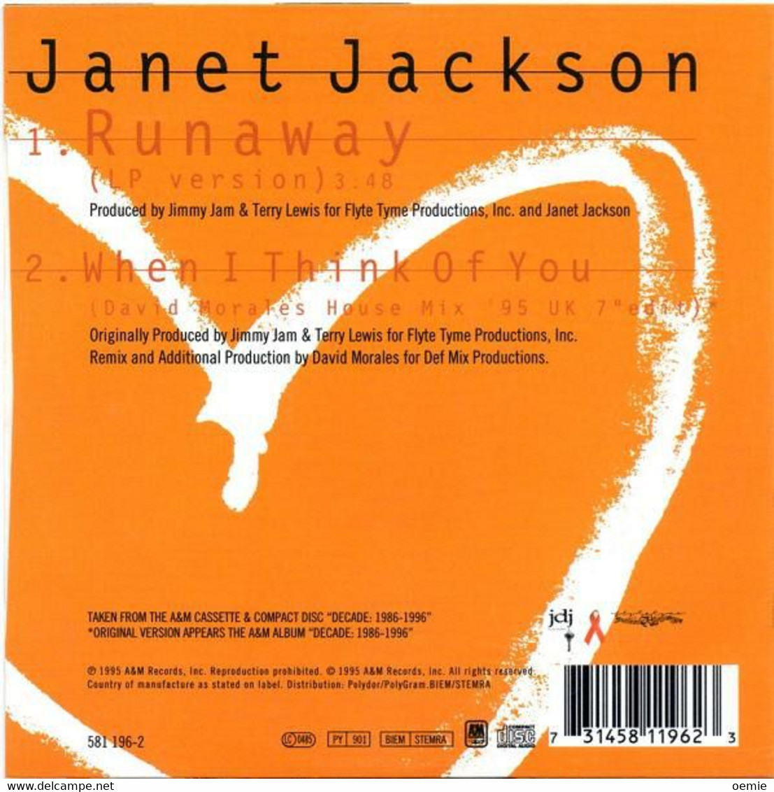 JANET  JACKSON  °°°   RUNAWAY  // Cd  Singles 2 Titres - Soul - R&B