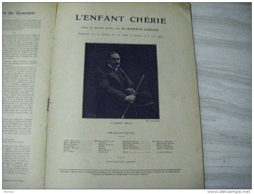 L'illustration Theatrale -l'enfant Cherie Par Romain Coolus  N°33 -26 Mai 1906. - Auteurs Français