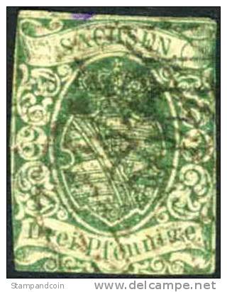 Saxony #2 Used 3pf Green From 1851 - Saxony