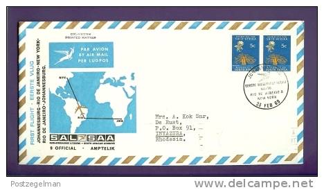 RSA 1969 Addressed FDC No 9 Johannesburg-Rio-New York 369 - Vliegtuigen