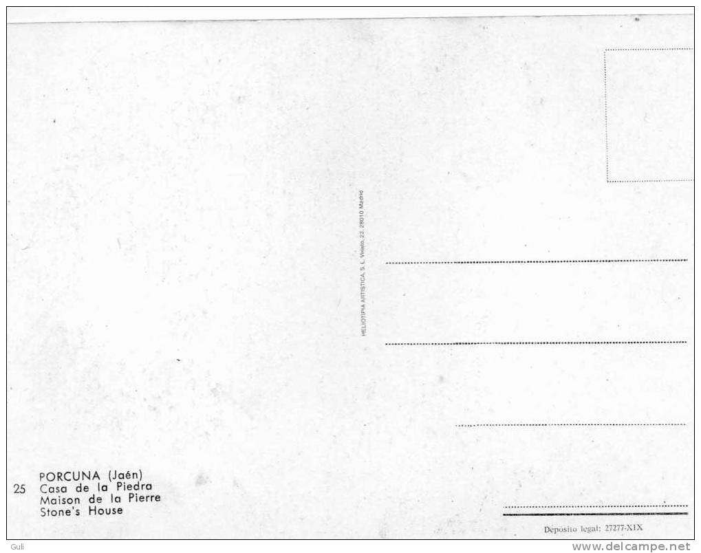 Espagne-PORCUNA Jaén -Andalucia-Andalousie-Mai Son De La Pierre-Casa De La Piedra- Heliotipia Artistica N° 25*PRIX FIXE - Jaén