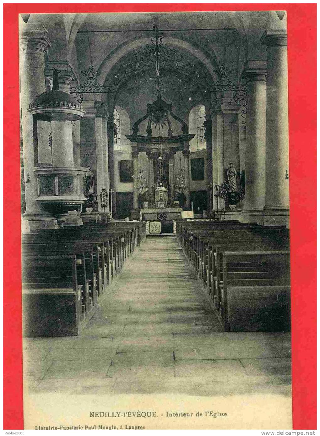 NEUILLY L EVEQUE 1920 INTERIEUR DE L EGLISE CARTE EN BON ETAT - Neuilly L'Eveque