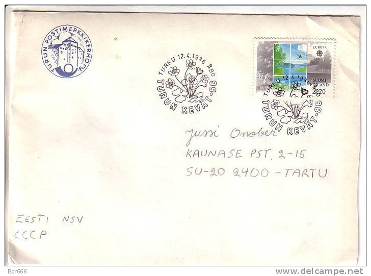 GOOD FINLAND Postal Cover To ESTONIA 1986 - Good Stamped: Europa - Covers & Documents