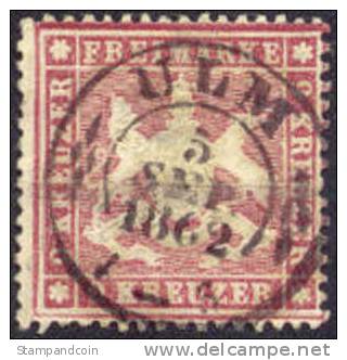 Wurttemburg #27a Used 9kr Claret From 1861 - Oblitérés