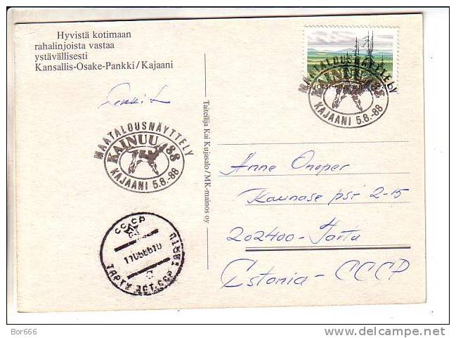 GOOD FINLAND Postcard To ESTONIA 1988 - Special Stamped: Kajaani Kainuu - Cartas & Documentos