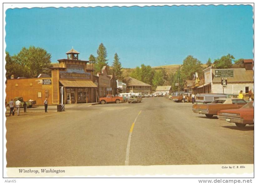 Winthrop WA Street Scene, Auto, Camper On 1960s/70s Vintage Postcard - Andere & Zonder Classificatie