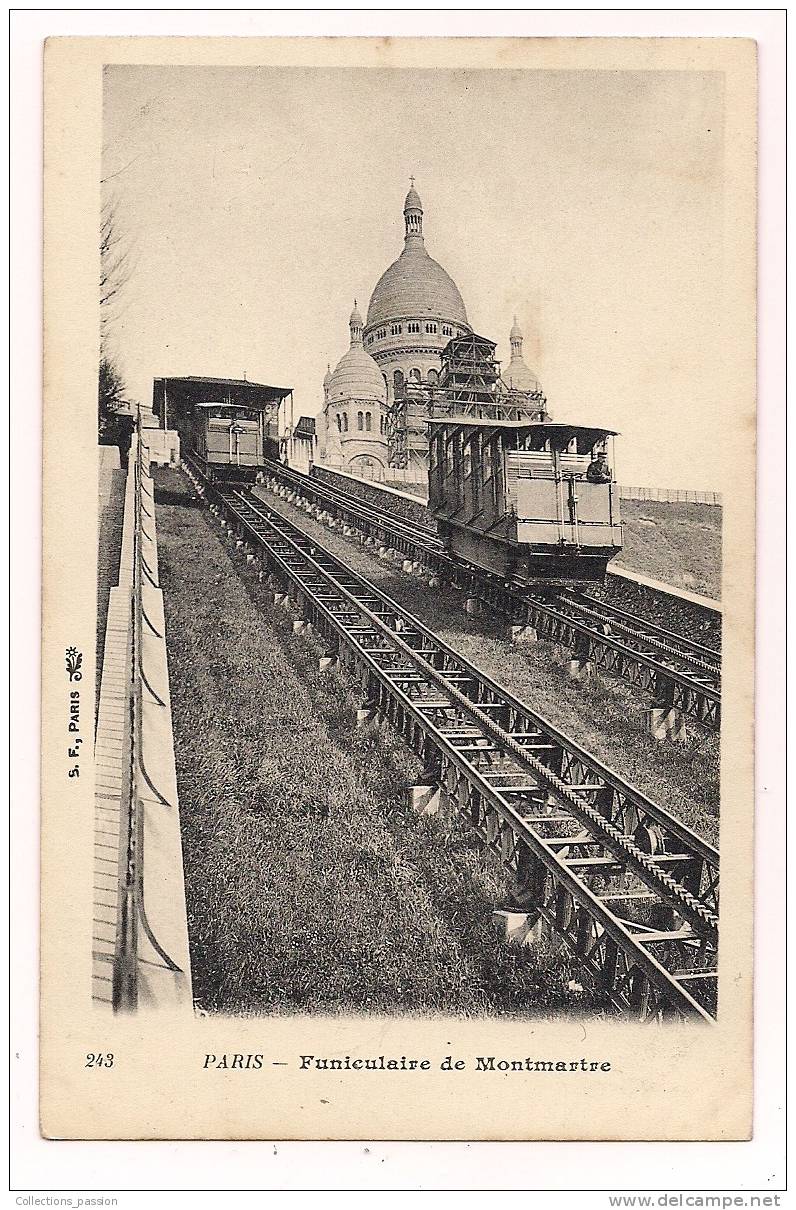 Cp , 75 , PARIS XVIII , Funiculaire De  MONTMARTRE , Dos Simple - Arrondissement: 18