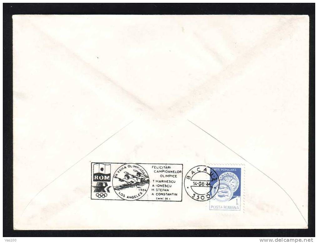 Rowing,Canoing Canoe Kanu Kajak Water Sports Temporar Obliteration On Cover 1984 Romania. - Canoe