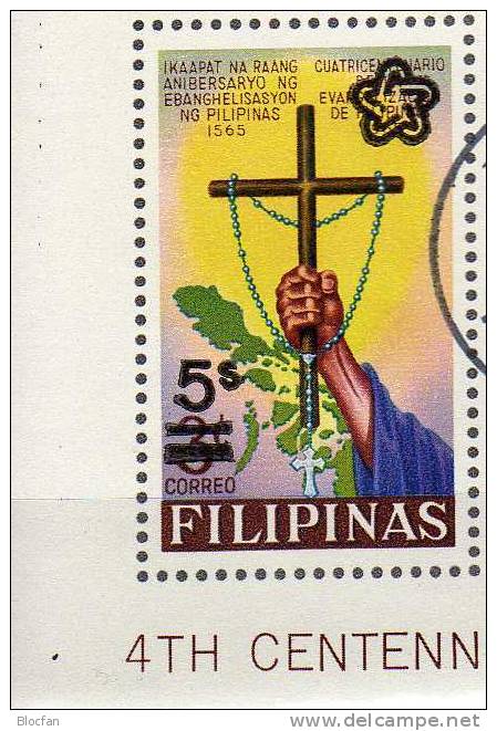 Unabhängigkeit USA 1976 AD Schwarz Philippinen 1172/5,2ER,ZD+Block 9 O 16€ M/s Overprint Bloc History Sheet Bf Pilipinas - Us Independence