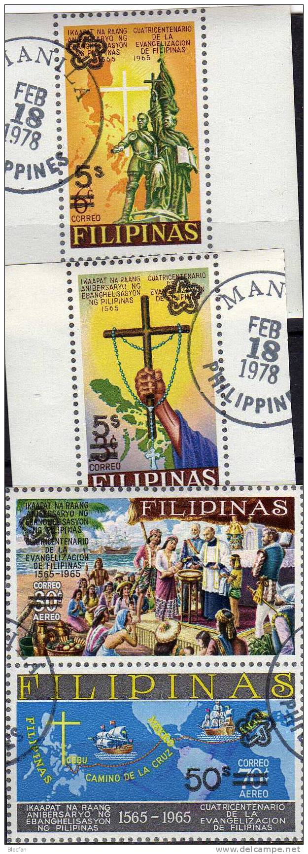 Unabhängigkeit USA 1976 AD Schwarz Philippinen 1172/5,2ER,ZD+Block 9 O 16€ M/s Overprint Bloc History Sheet Bf Pilipinas - Us Independence