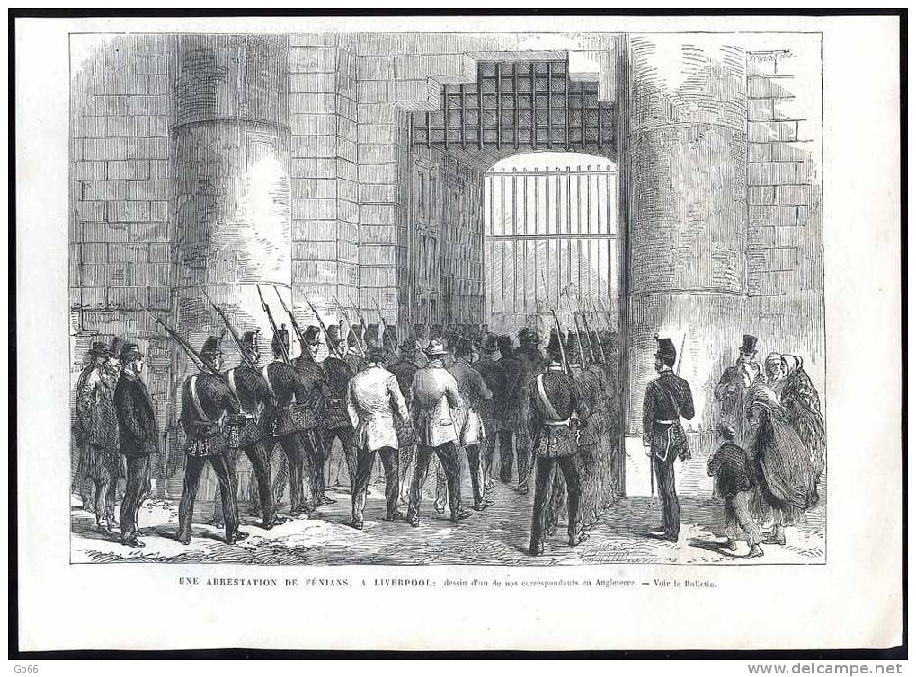 Angleterre, Arrestation De Fénians à Liverpool      Gravure      1866 - Collections