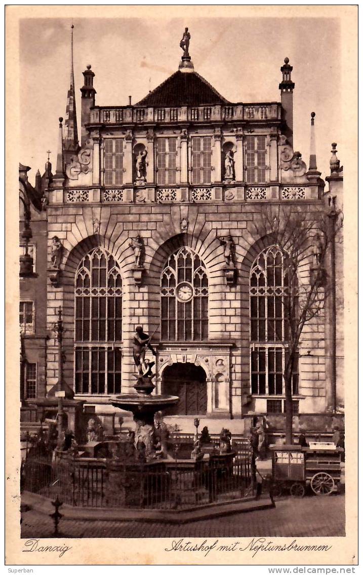 DANZIG : ARTUSHOF Mit NEPTUNSBRUNNEN - CARTE POSTALE VOYAGÉE En 1933 (d-568) - Danzig