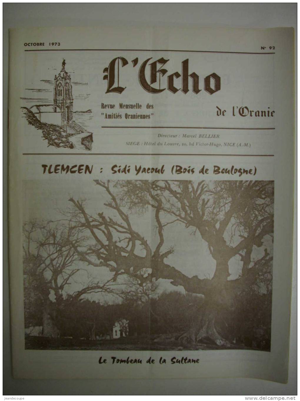 ALGERIE,ORAN,L´ECHO DE L´ORANIE , TLEMCEM:Sidi Yacoub , Le Tombeau De La Sultane ,N°92  ,OCTOBRE 1973 - 1950 à Nos Jours