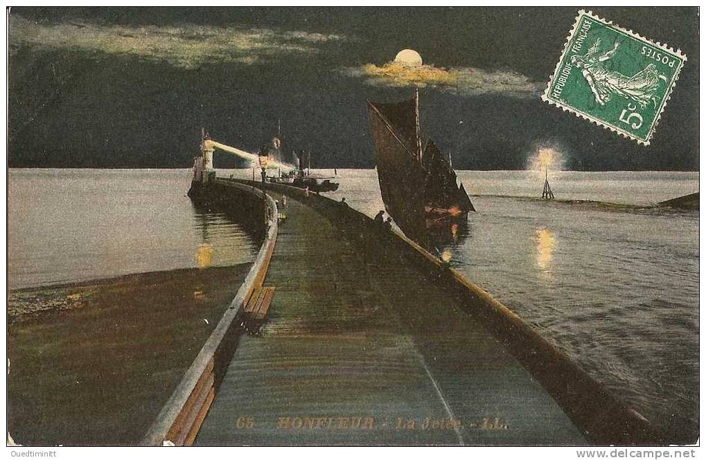 Honfleur , La Jetée.1910. Phare Et Lune. - Honfleur