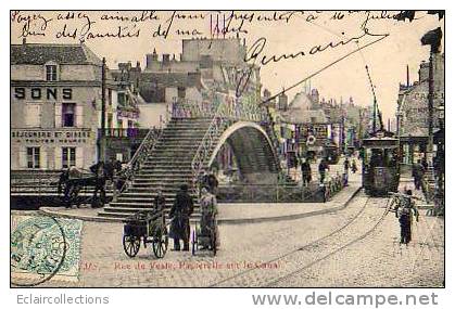 REIMS.  Rue De Vesle  Passerelle Sur Le Canal ..Tramway - Reims