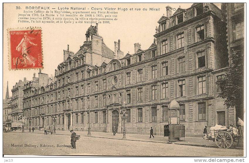 L40 - 33 - Bordeaux - 30 Lycée National - Cours Victor Hugo Et Rue Du Mirail - Bordeaux