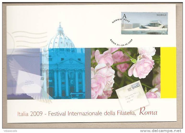 Norvegia - Cartolina Con Annullo Speciale: ITALIA 2009 - Festival Intern.le Del Francobollo - Maximum Cards & Covers