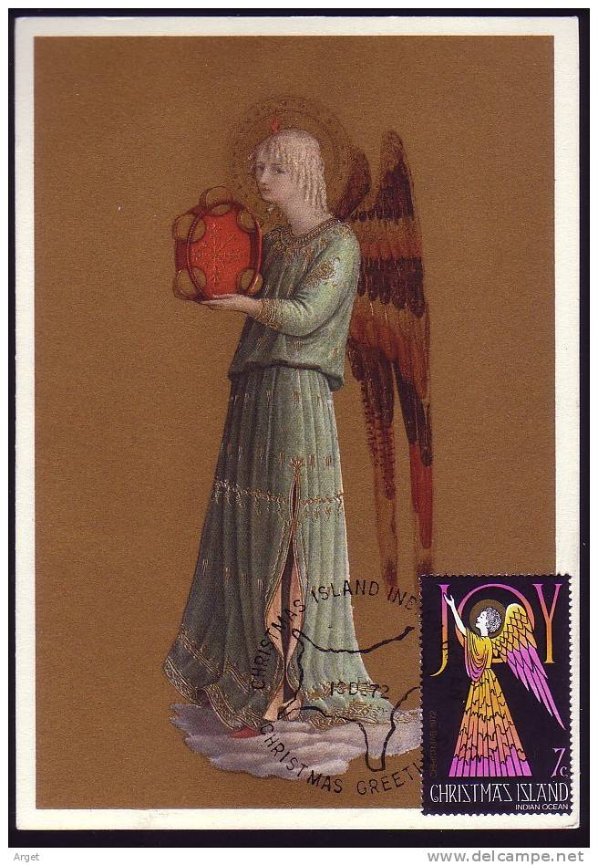 Carte-Maximum ILE CHRISTMAS (Ange) Obl Ill 1er Jour 1972  (Beato Angelico) - Religion