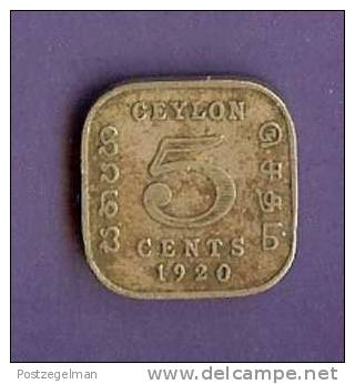 CEYLON 1920 Used Coin 5 Cents KM108 - Sri Lanka