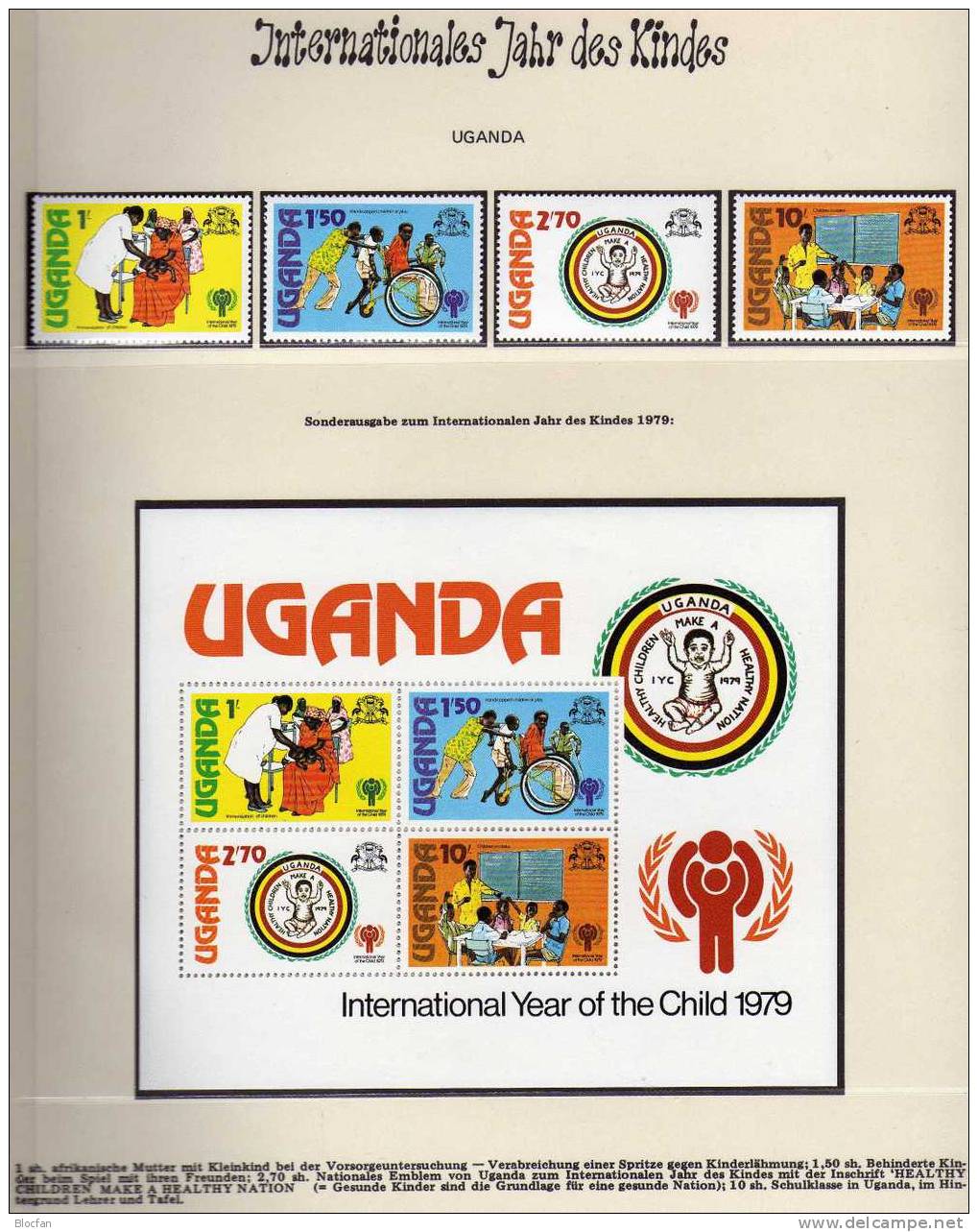 Jahr Des Kindes 1979 Uganda 203/6+Block 16 ** 3€ Kinder Erziehung UNESCO Blocchi Hojas Bloc Children M/s Sheet Bf Africa - Ouganda (1962-...)