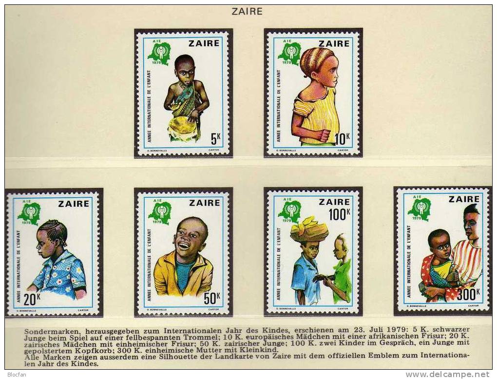 Jahr Des Kindes 1978 Kongo Zaire 613/8+Block 29 ** 23€ Afrikaner Tracht Kinder Hoja Bloque Sheet Bloc Childrens Bf World - UNICEF